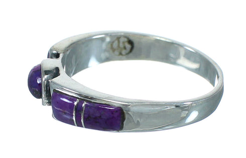 Authentic Sterling Silver And Magenta Turquoise Southwest Jewelry Ring Size 7-1/4 VX64018